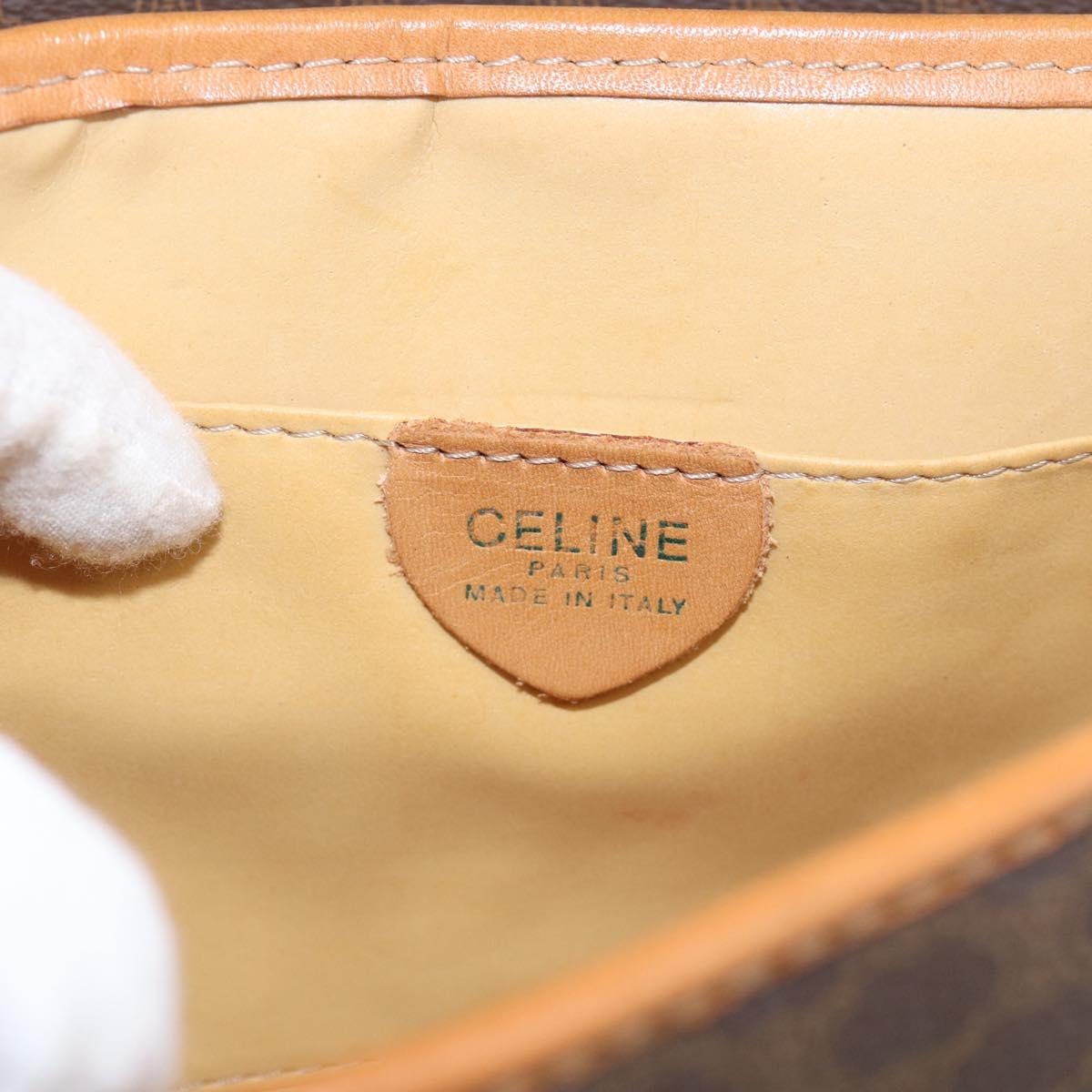 CELINE Macadam Canvas Shoulder Bag PVC Leather Brown Gold Auth 212943