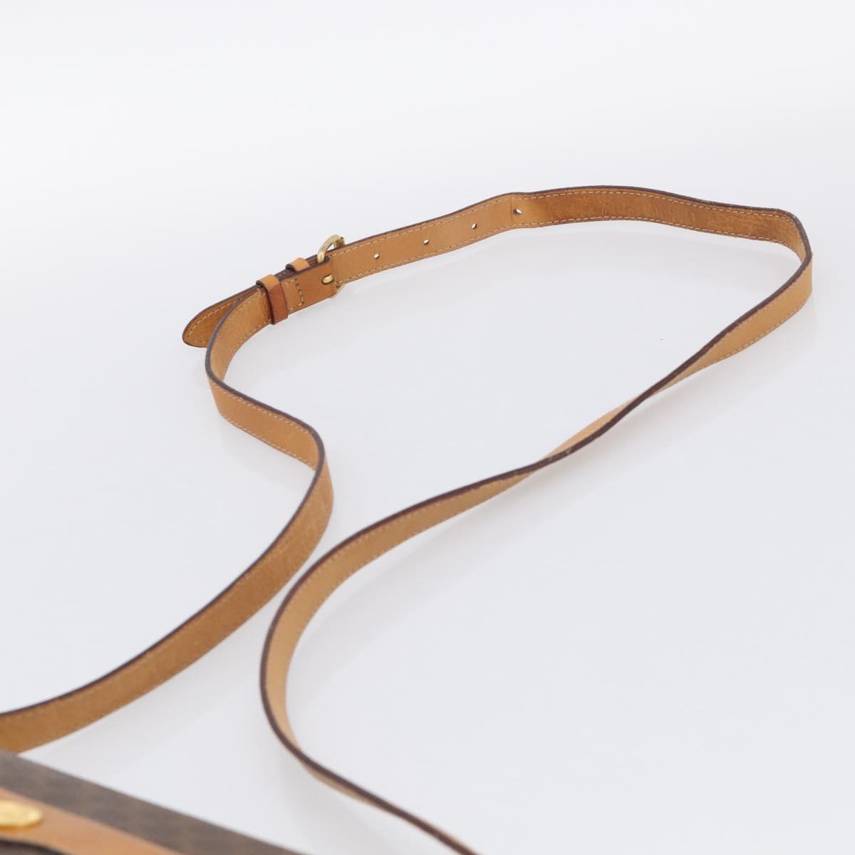 CELINE Macadam Canvas Shoulder Bag PVC Leather Brown Gold Auth 212943