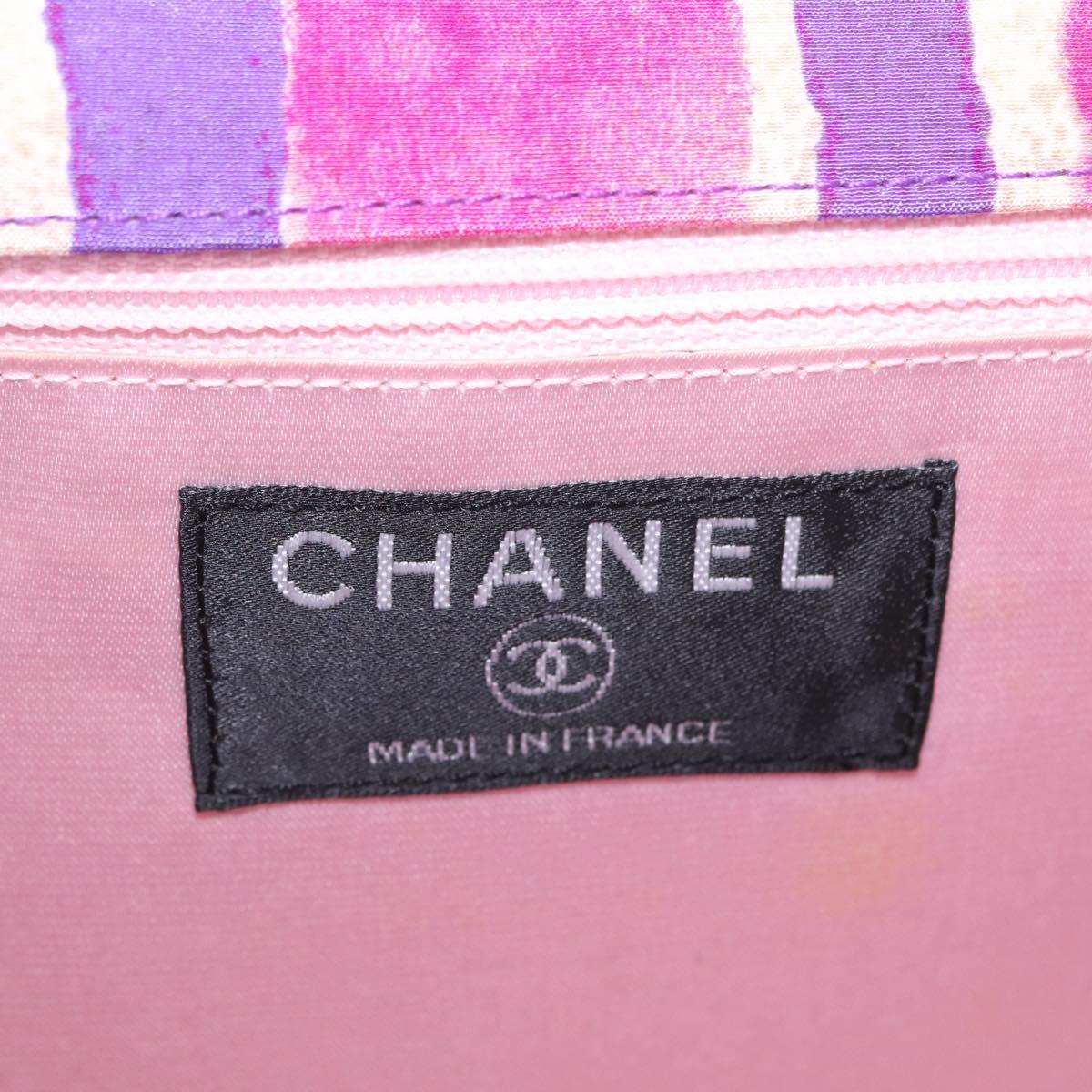CHANEL Chain Shoulder Bag Satin Purple Gold CC Auth 212945SM