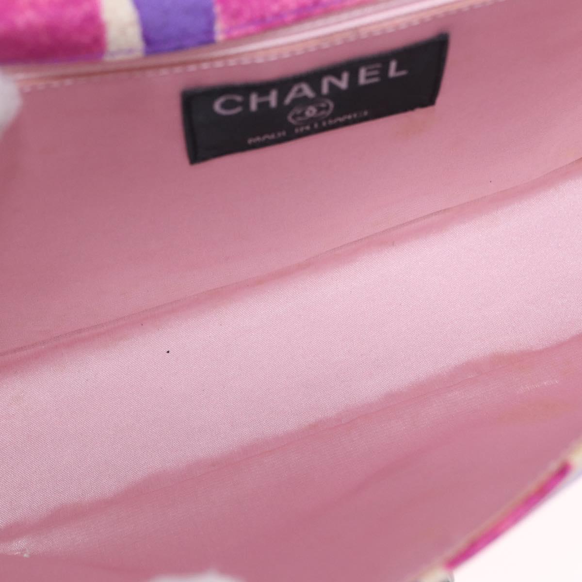 CHANEL Chain Shoulder Bag Satin Purple Gold CC Auth 212945SM