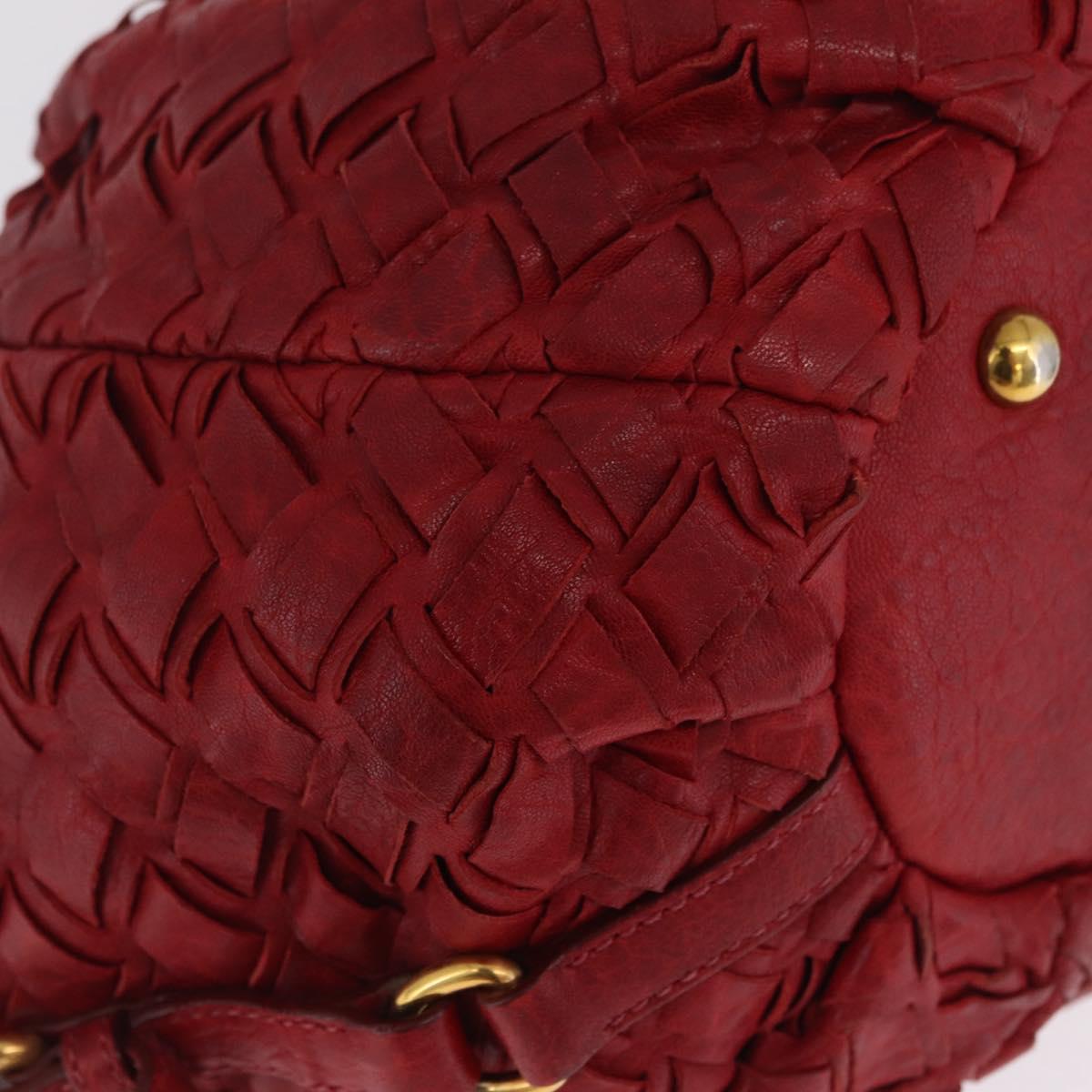 Miu Miu Hand Bag Leather Red Gold Auth 212947A