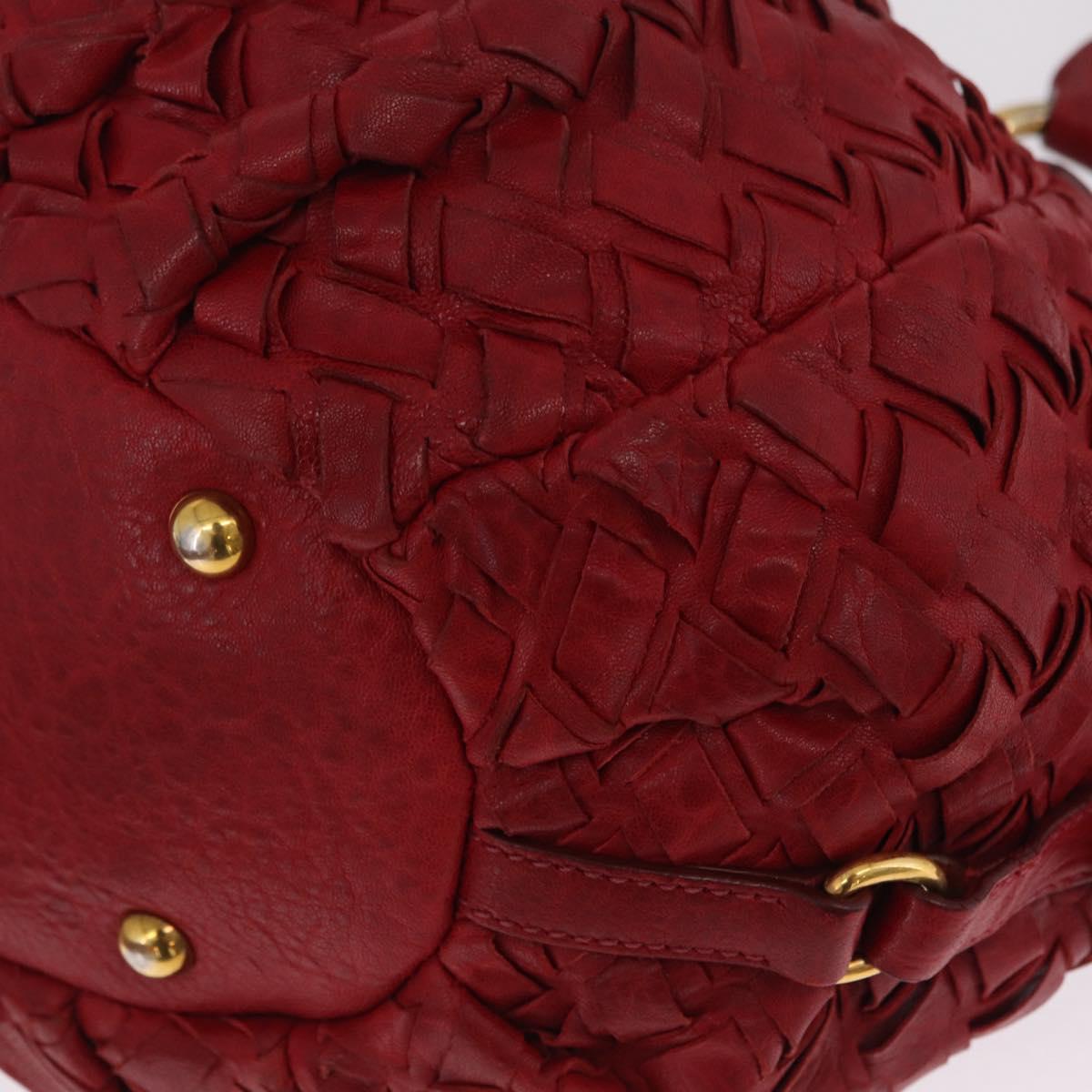 Miu Miu Hand Bag Leather Red Gold Auth 212947A