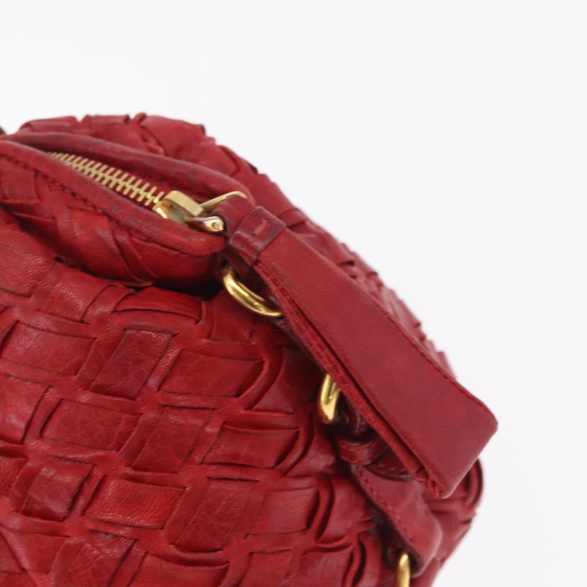 Miu Miu Hand Bag Leather Red Gold Auth 212947A