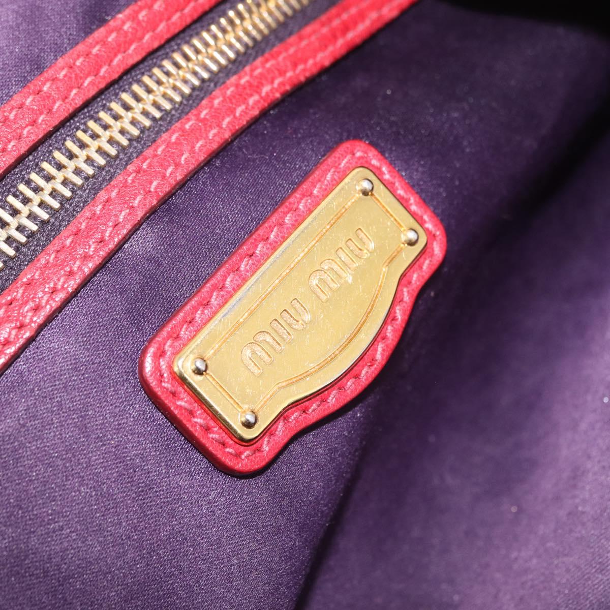 Miu Miu Hand Bag Leather Red Gold Auth 212947A