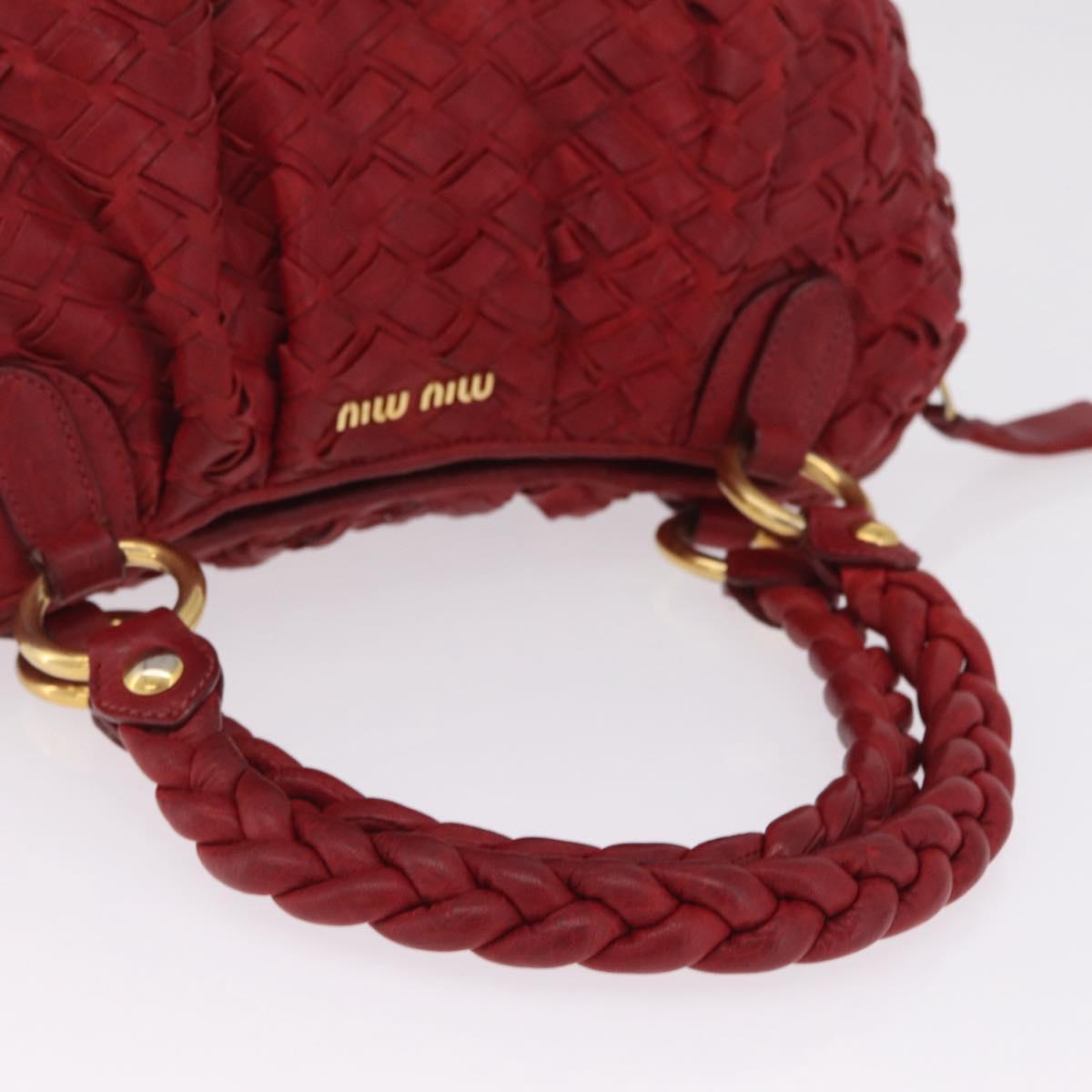 Miu Miu Hand Bag Leather Red Gold Auth 212947A