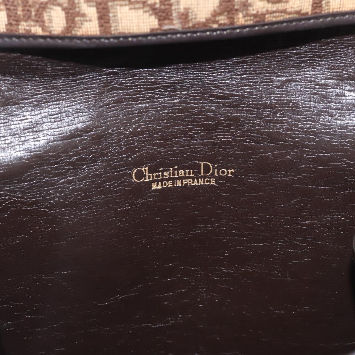 Christian Dior Trotter Canvas Chain Shoulder Bag Brown Gold Auth 212948