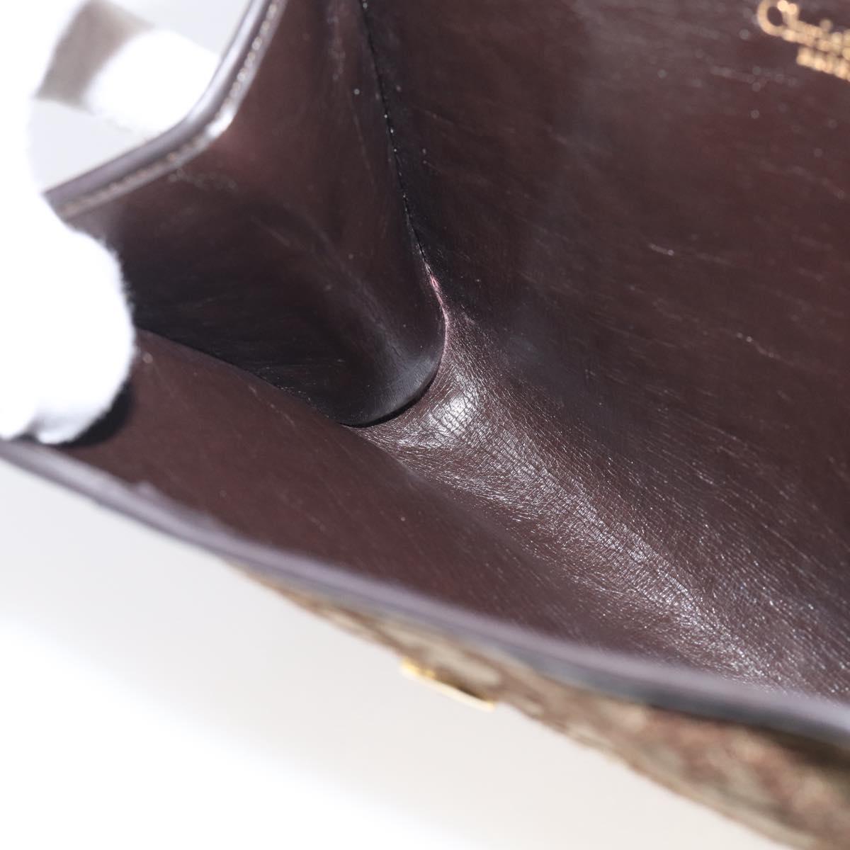 Christian Dior Trotter Canvas Chain Shoulder Bag Brown Gold Auth 212948