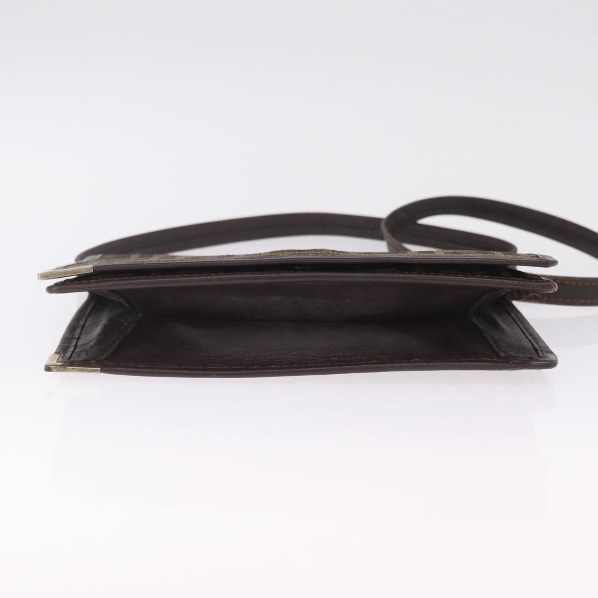 FENDI Zucca Canvas Shoulder Bag Brown Black Auth 212950