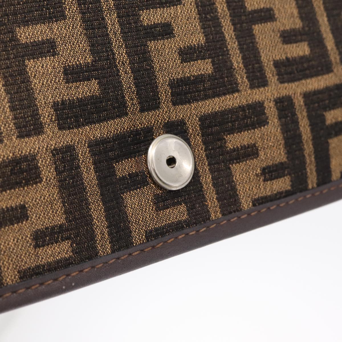 FENDI Zucca Canvas Shoulder Bag Brown Black Auth 212950