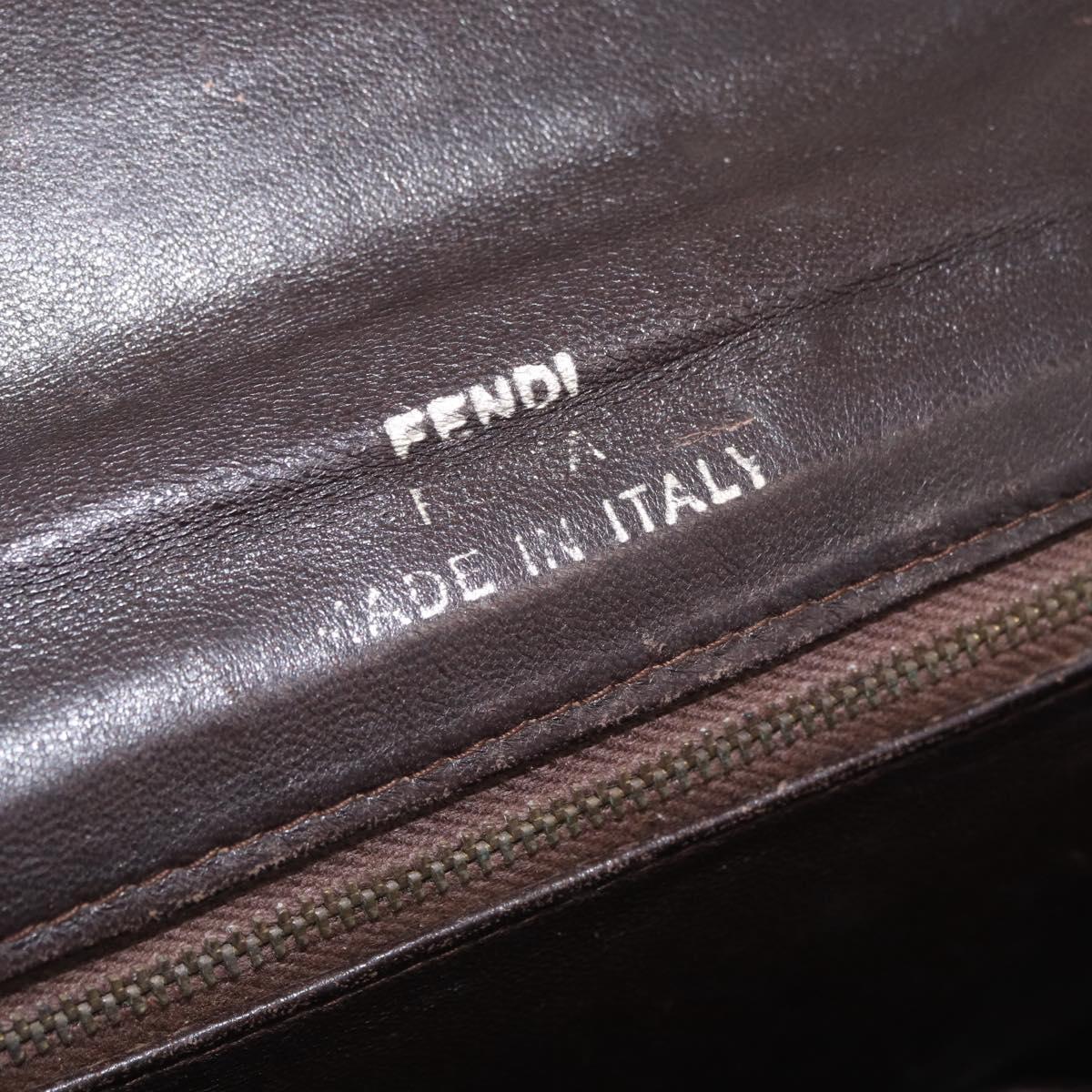 FENDI Zucca Canvas Shoulder Bag Brown Black Auth 212950