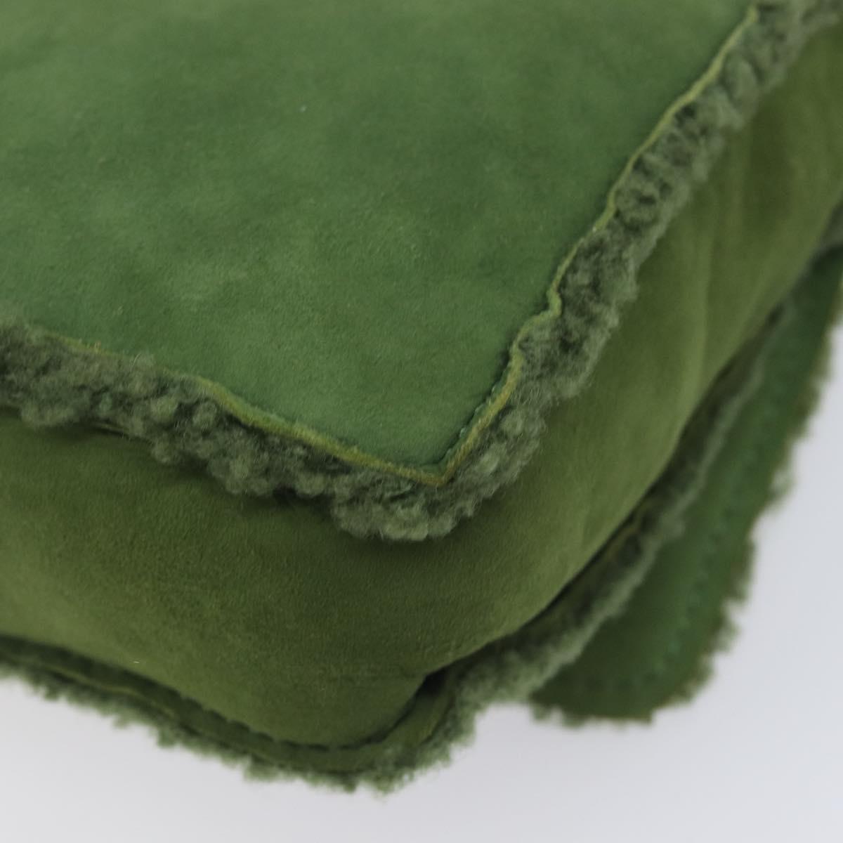 CHANEL Clutch Bag Mouton Green Silver CC Auth 212954V