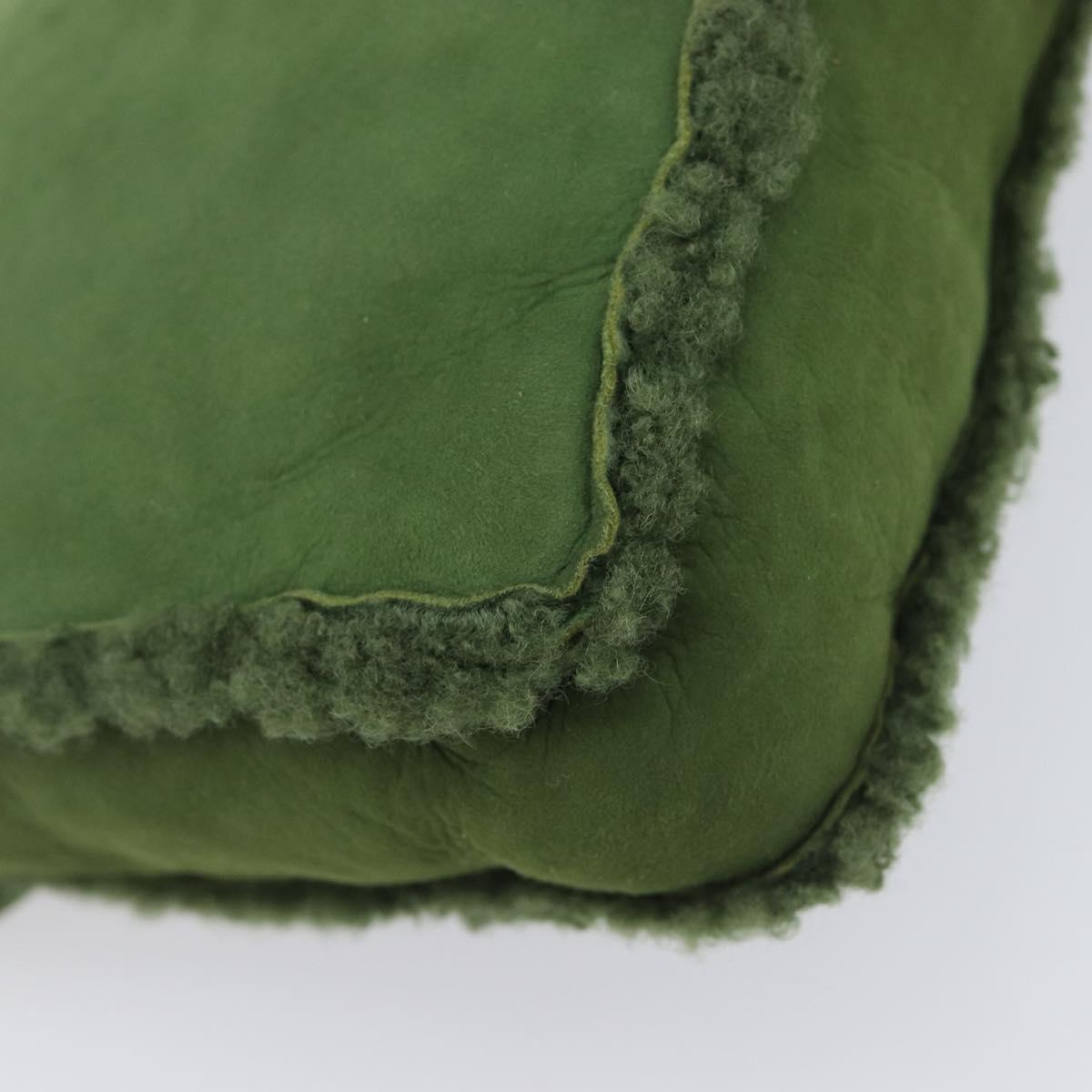 CHANEL Clutch Bag Mouton Green Silver CC Auth 212954V