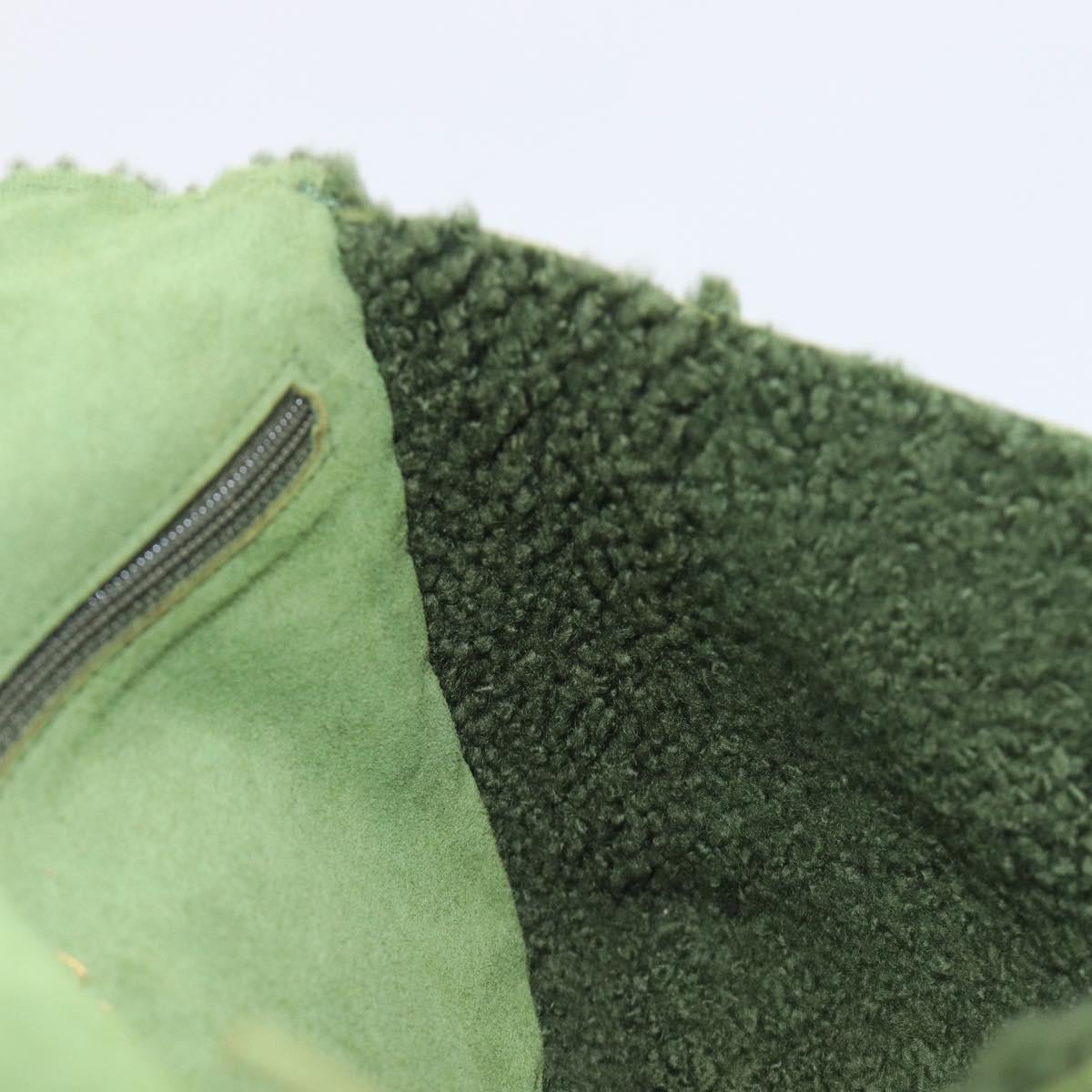 CHANEL Clutch Bag Mouton Green Silver CC Auth 212954V