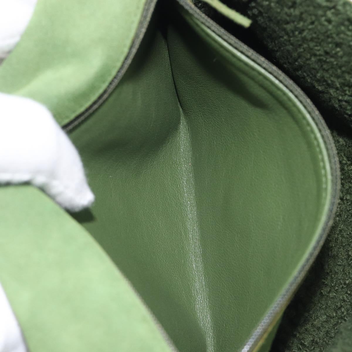 CHANEL Clutch Bag Mouton Green Silver CC Auth 212954V