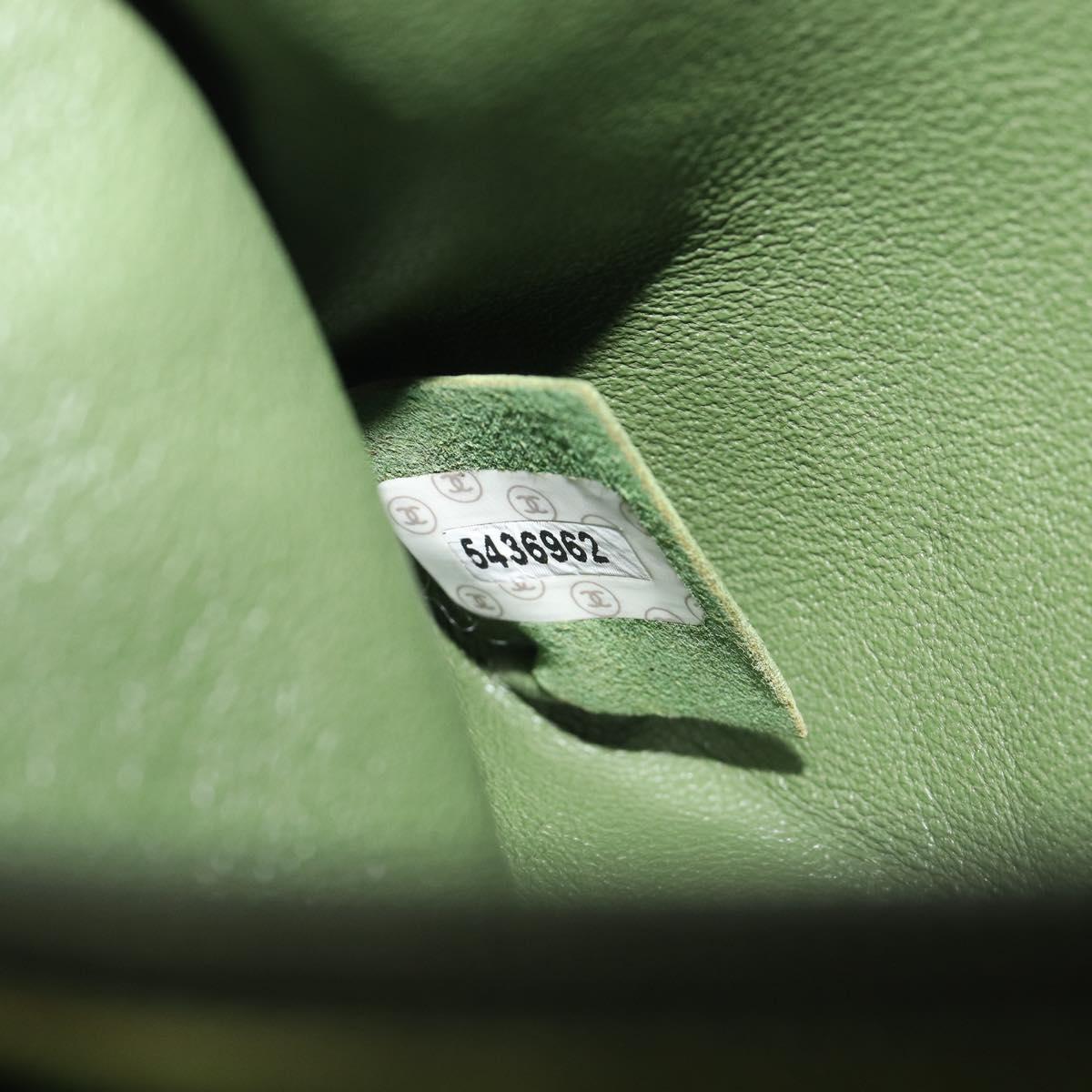 CHANEL Clutch Bag Mouton Green Silver CC Auth 212954V