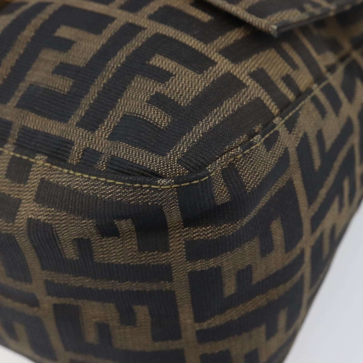 FENDI Zucca Canvas Mamma Baguette Shoulder Bag Brown Black Auth 212955A