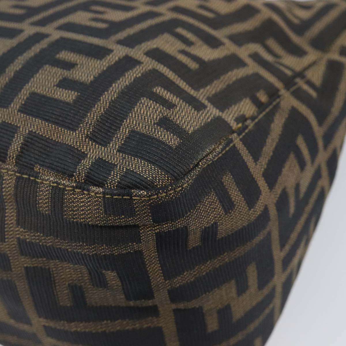 FENDI Zucca Canvas Mamma Baguette Shoulder Bag Brown Black Auth 212955A