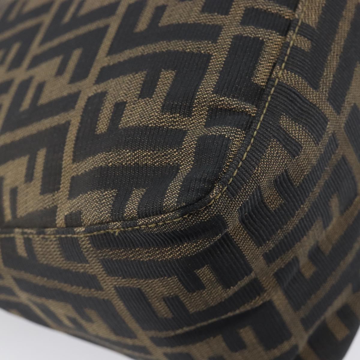 FENDI Zucca Canvas Mamma Baguette Shoulder Bag Brown Black Auth 212955A