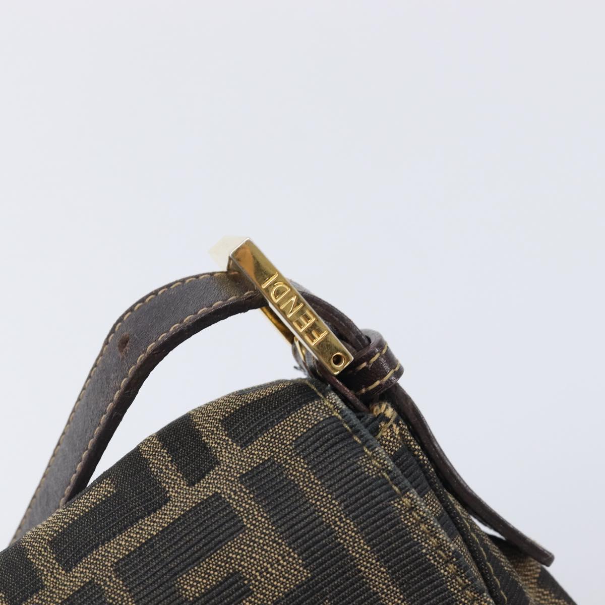 FENDI Zucca Canvas Mamma Baguette Shoulder Bag Brown Black Auth 212955A