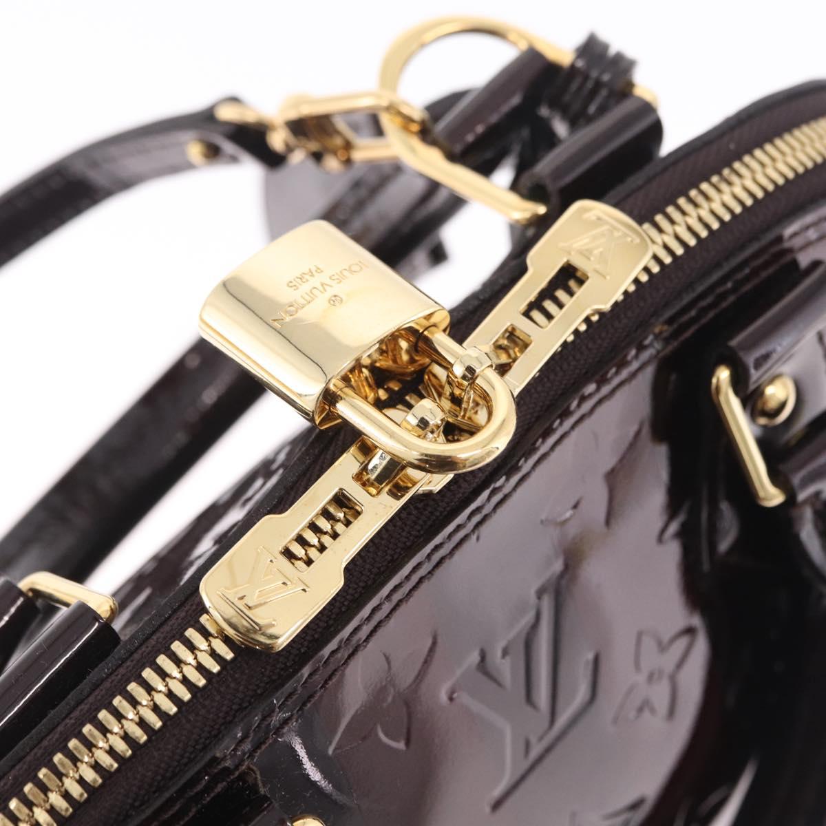 LOUIS VUITTON Monogram Vernis Rayure Alma BB Bag Amarante M91700 LV Auth 212966V