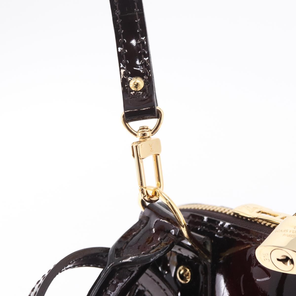 LOUIS VUITTON Monogram Vernis Rayure Alma BB Bag Amarante M91700 LV Auth 212966V