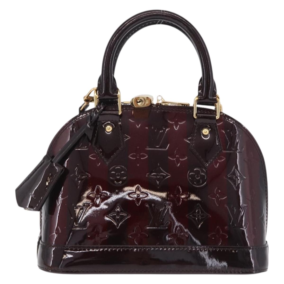 LOUIS VUITTON Monogram Vernis Rayure Alma BB Bag Amarante M91700 LV Auth 212966V