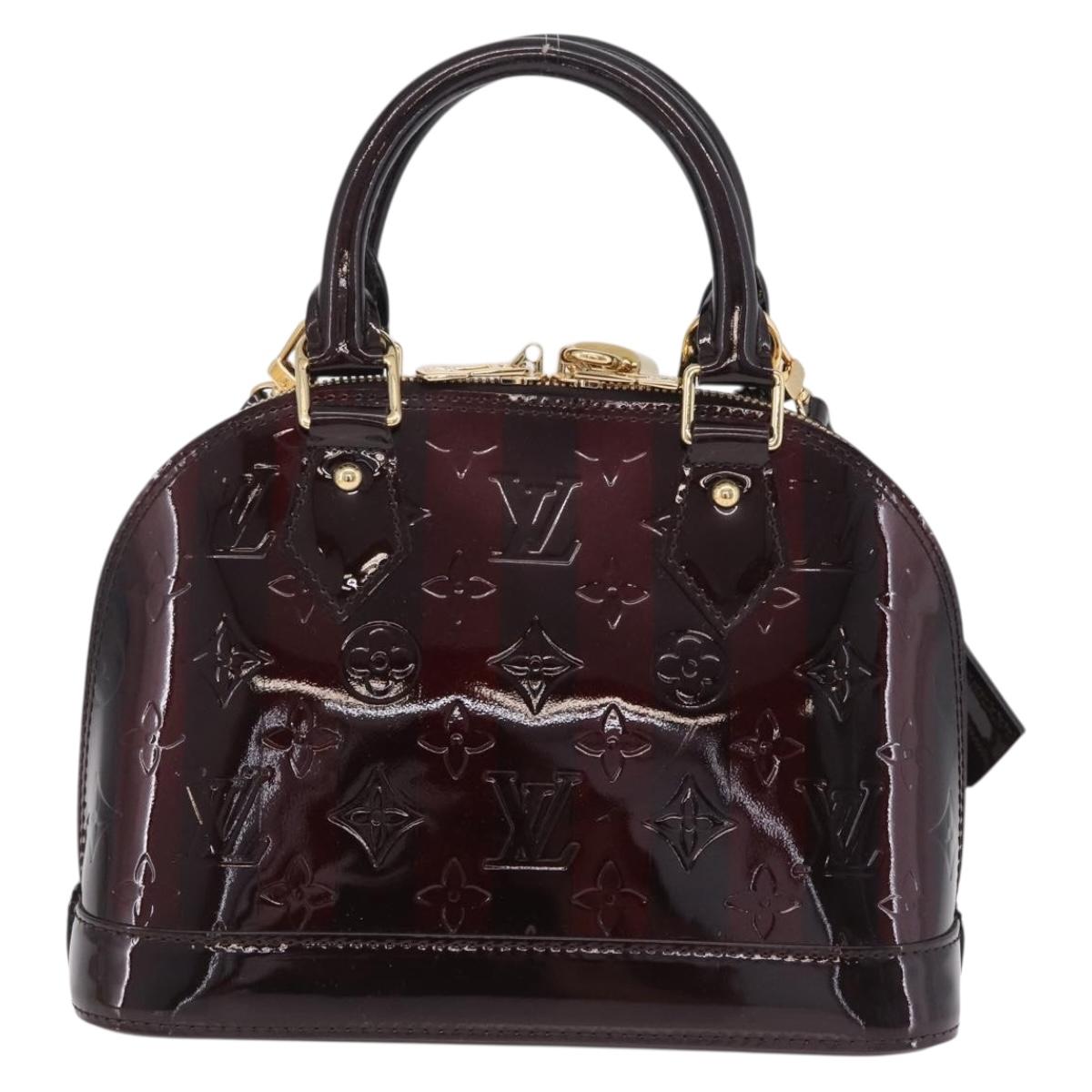 LOUIS VUITTON Monogram Vernis Rayure Alma BB Bag Amarante M91700 LV Auth 212966V