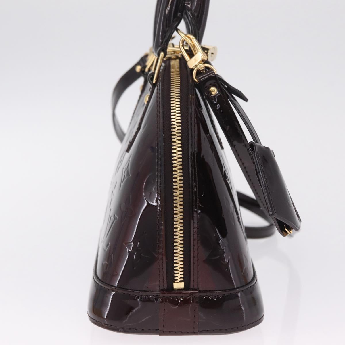 LOUIS VUITTON Monogram Vernis Rayure Alma BB Bag Amarante M91700 LV Auth 212966V