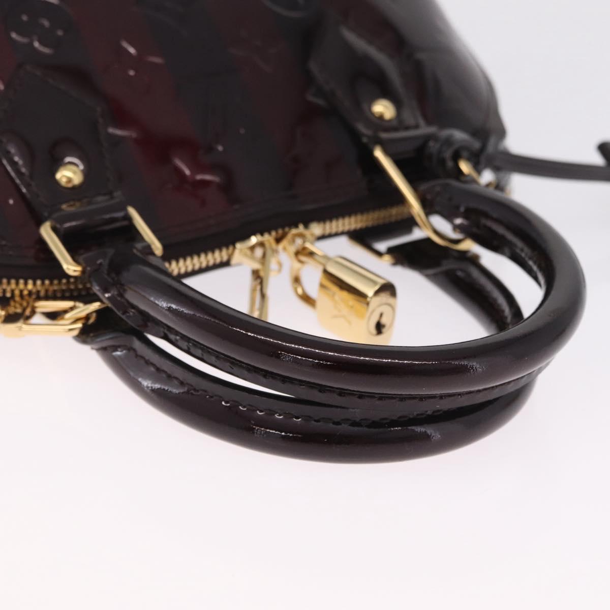 LOUIS VUITTON Monogram Vernis Rayure Alma BB Bag Amarante M91700 LV Auth 212966V