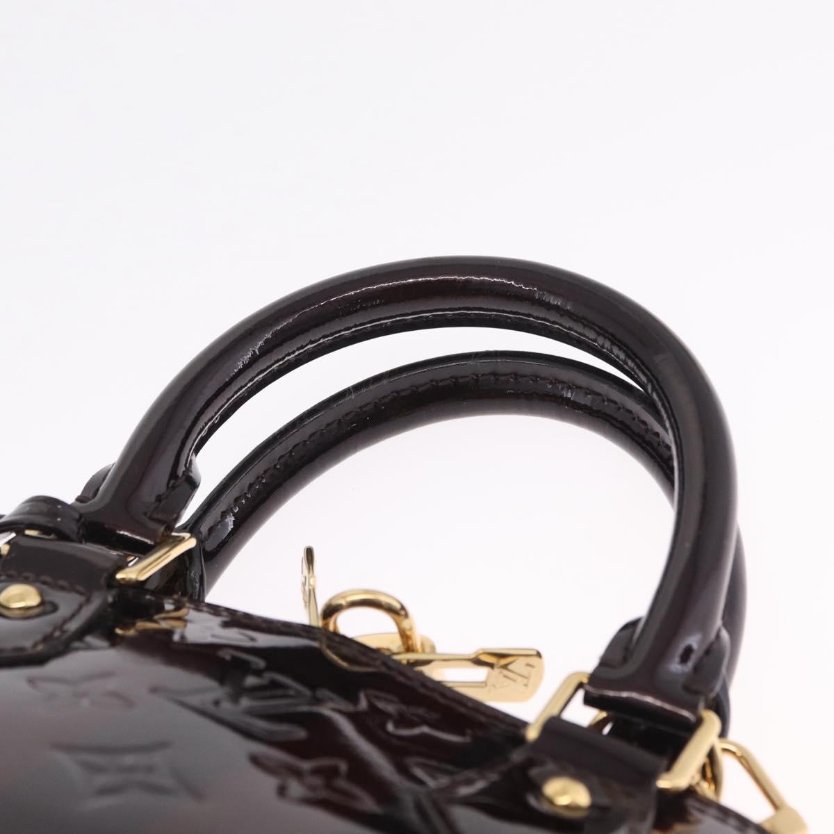 LOUIS VUITTON Monogram Vernis Rayure Alma BB Bag Amarante M91700 LV Auth 212966V