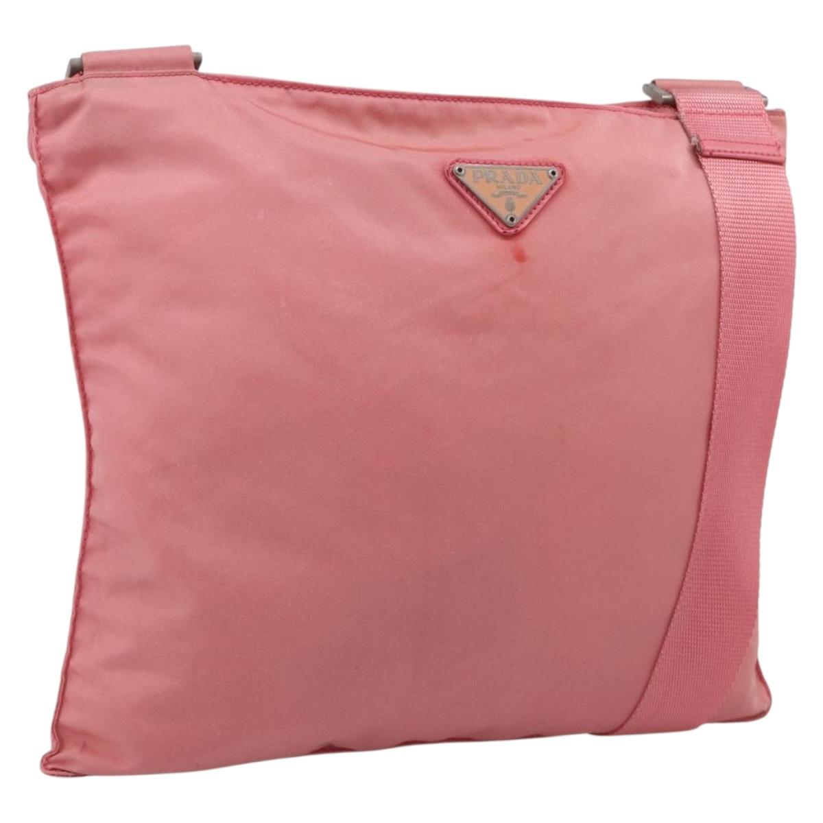 PRADA Shoulder Bag Nylon Pink Silver Auth 212970