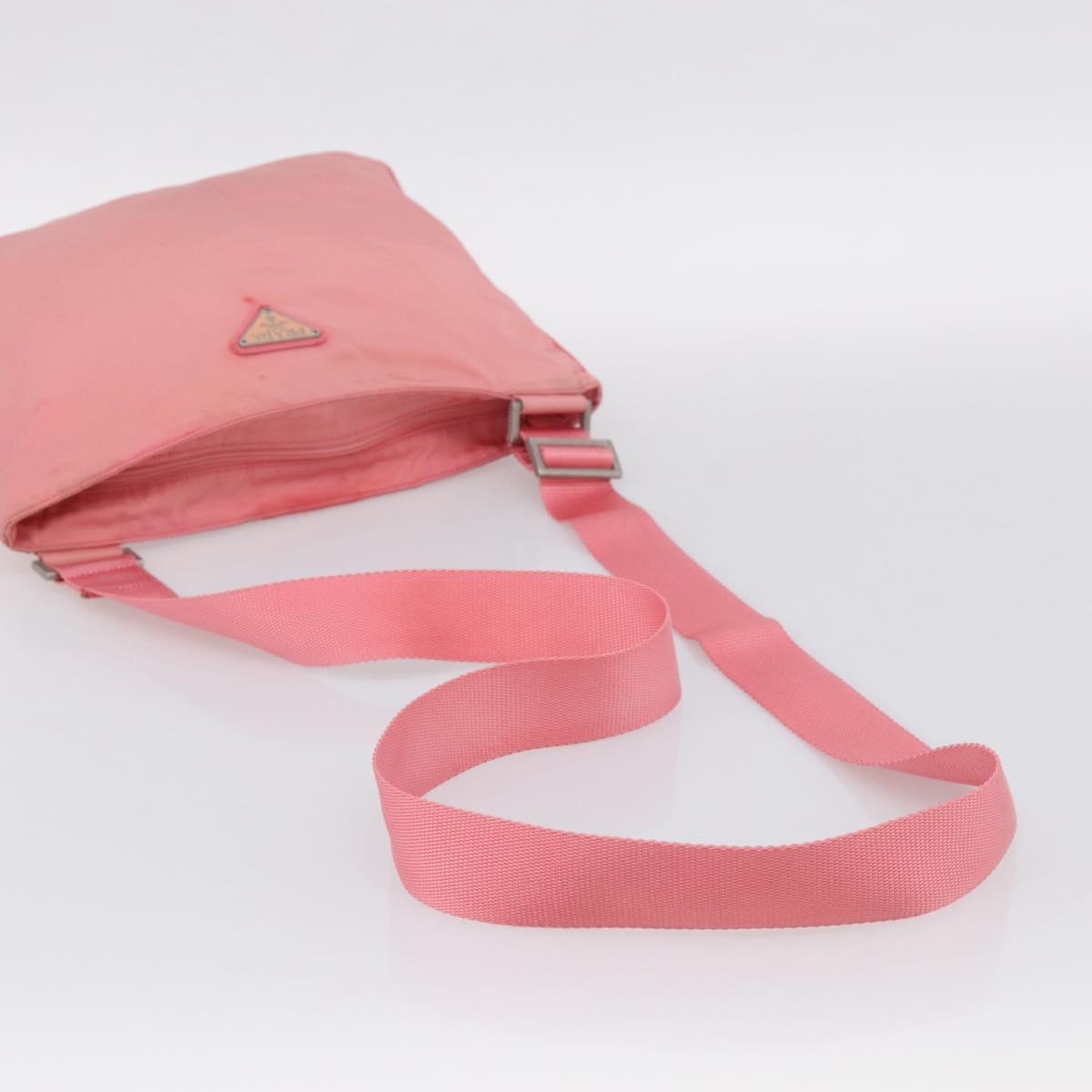 PRADA Shoulder Bag Nylon Pink Silver Auth 212970