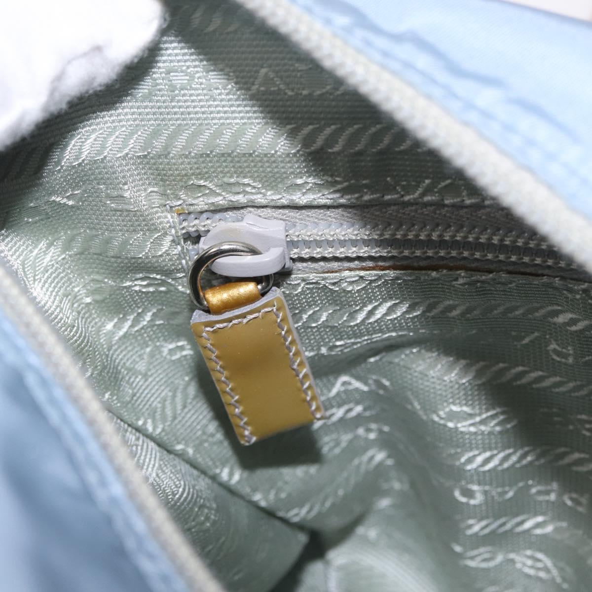 PRADA Shoulder Bag Nylon Light Blue Silver Auth 212972A