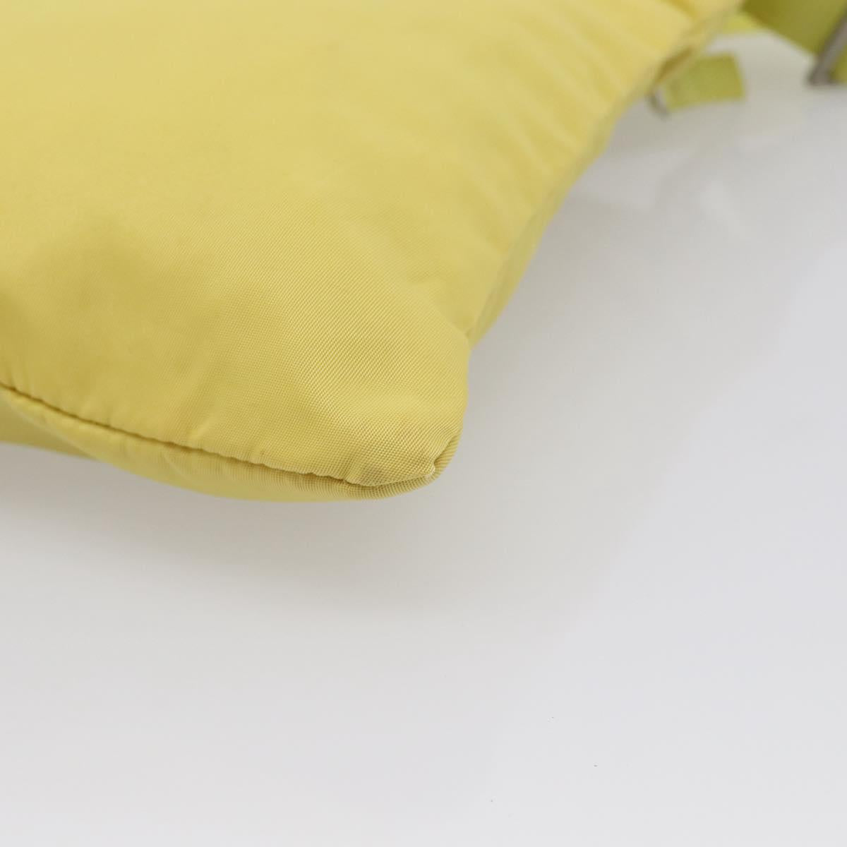 PRADA Shoulder Bag Nylon Yellow Silver Auth 212976