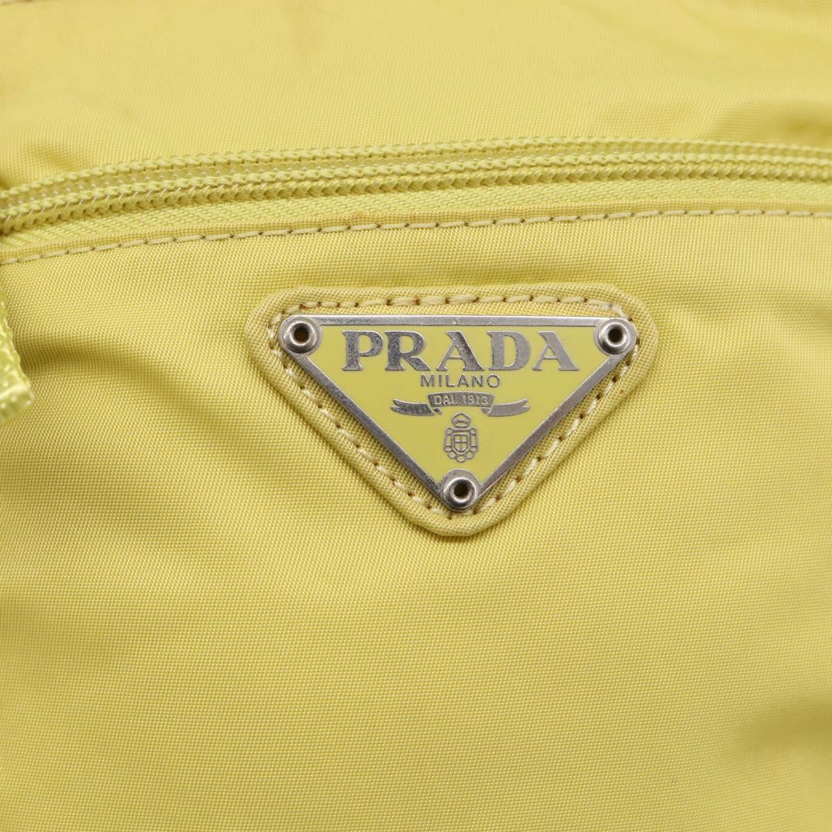 PRADA Shoulder Bag Nylon Yellow Silver Auth 212976
