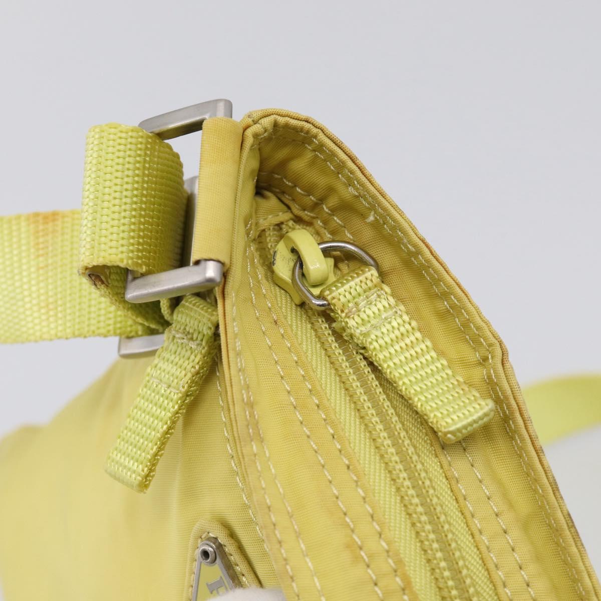 PRADA Shoulder Bag Nylon Yellow Silver Auth 212976