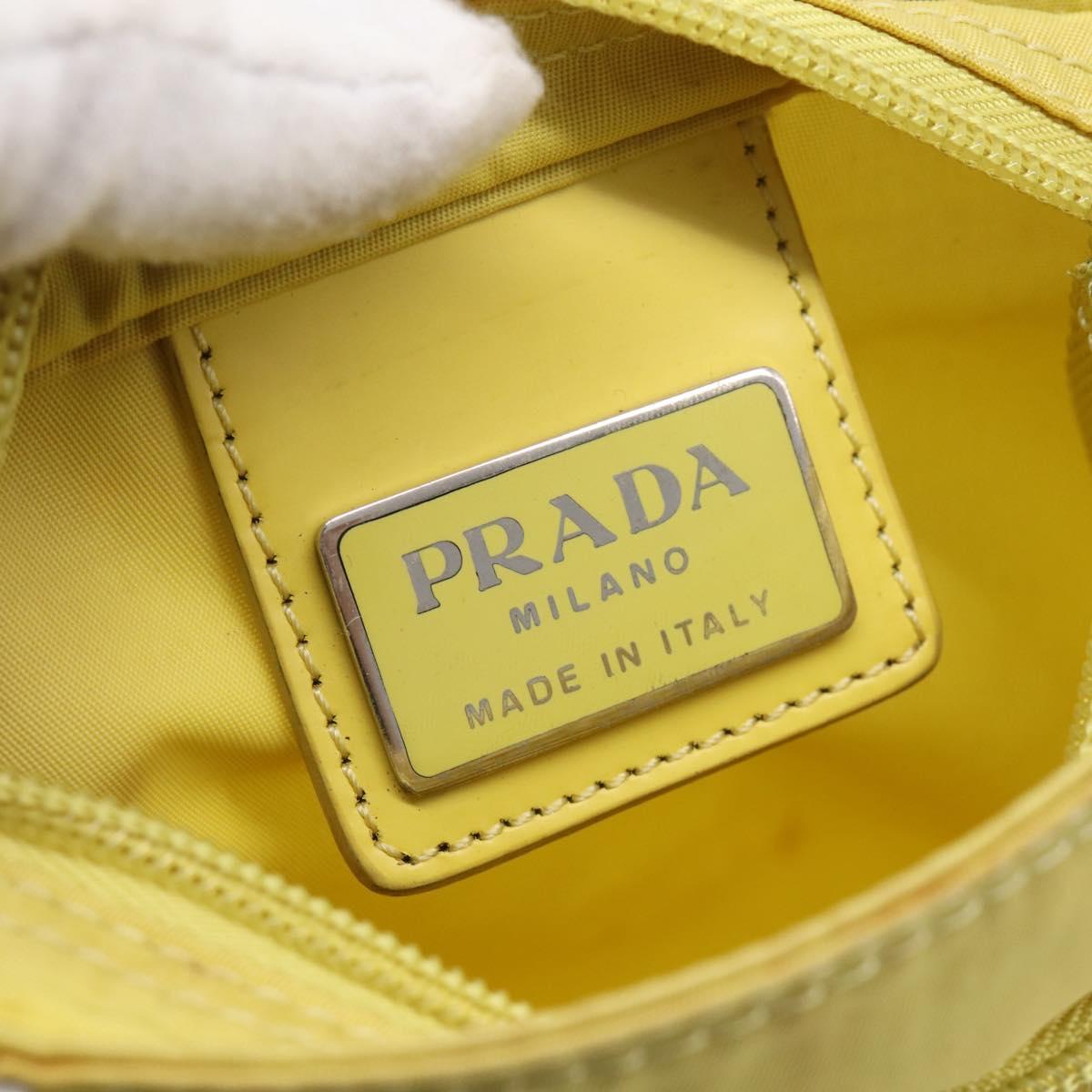 PRADA Shoulder Bag Nylon Yellow Silver Auth 212976