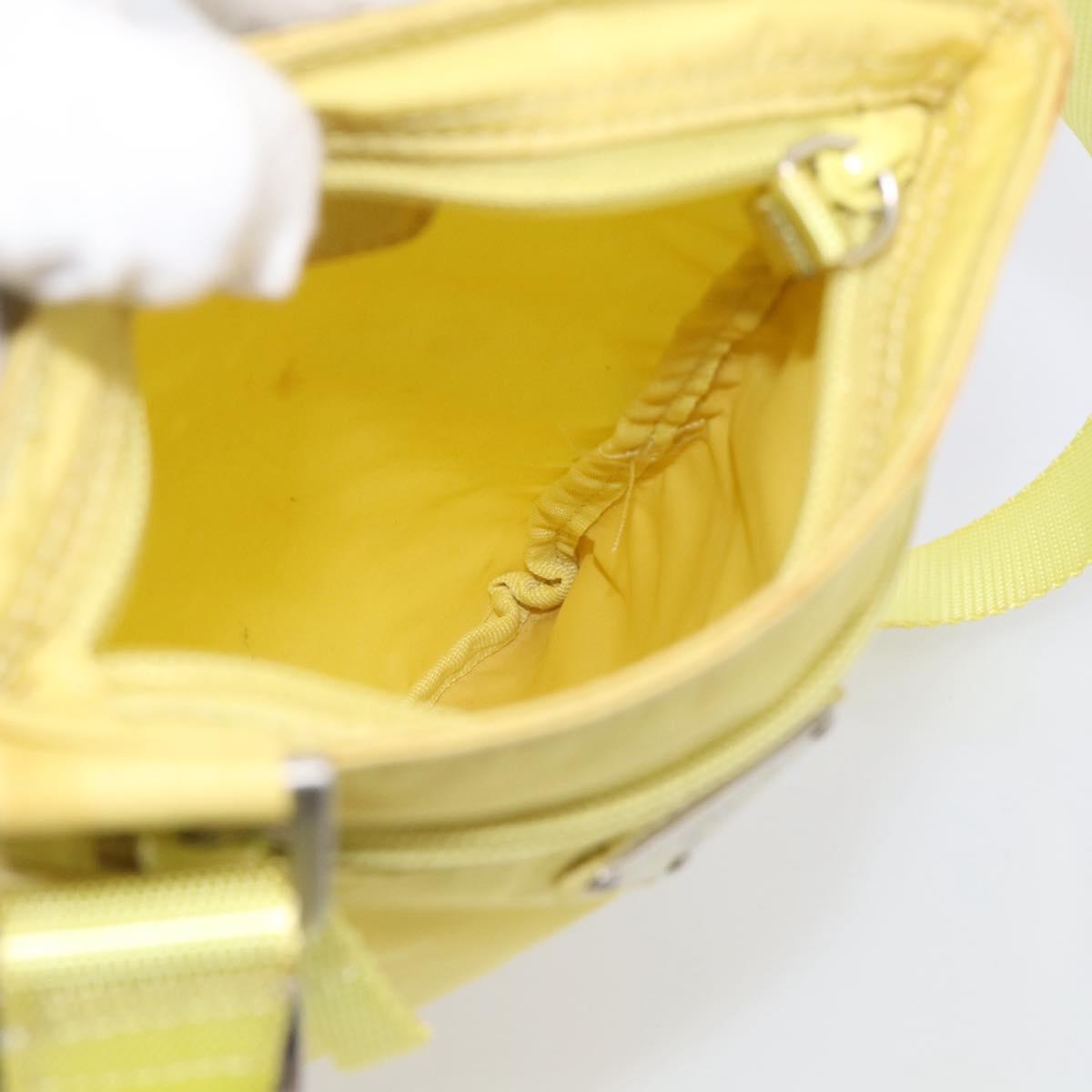 PRADA Shoulder Bag Nylon Yellow Silver Auth 212976
