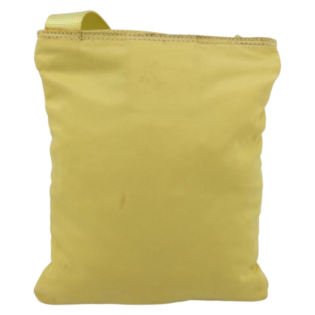 PRADA Shoulder Bag Nylon Yellow Silver Auth 212976