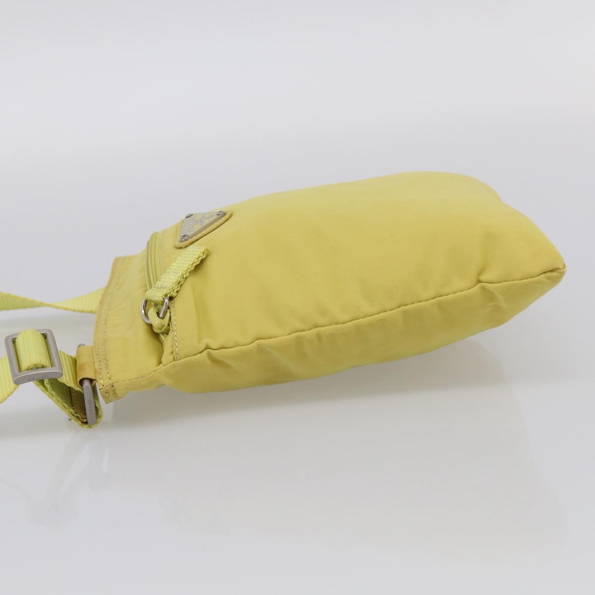 PRADA Shoulder Bag Nylon Yellow Silver Auth 212976