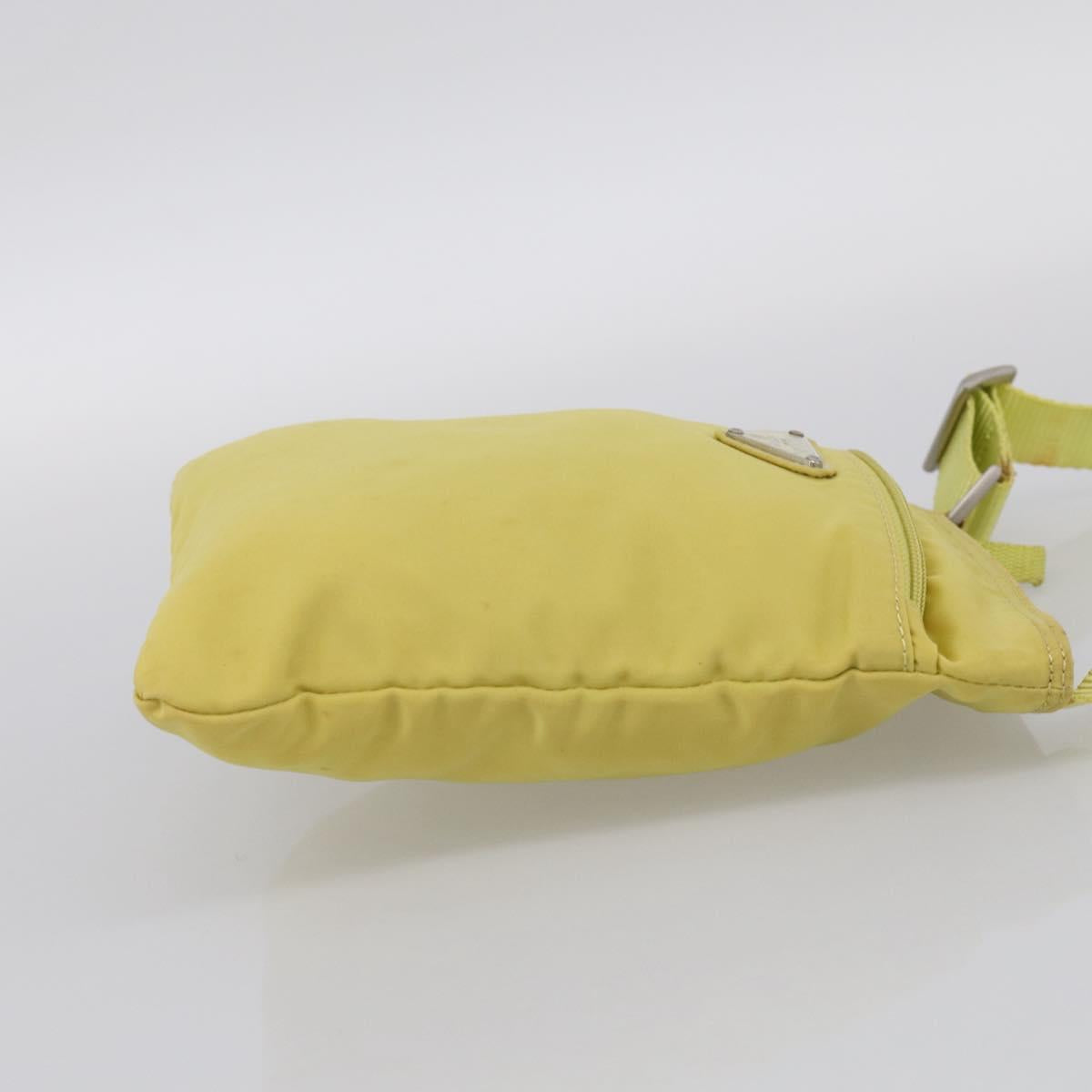 PRADA Shoulder Bag Nylon Yellow Silver Auth 212976