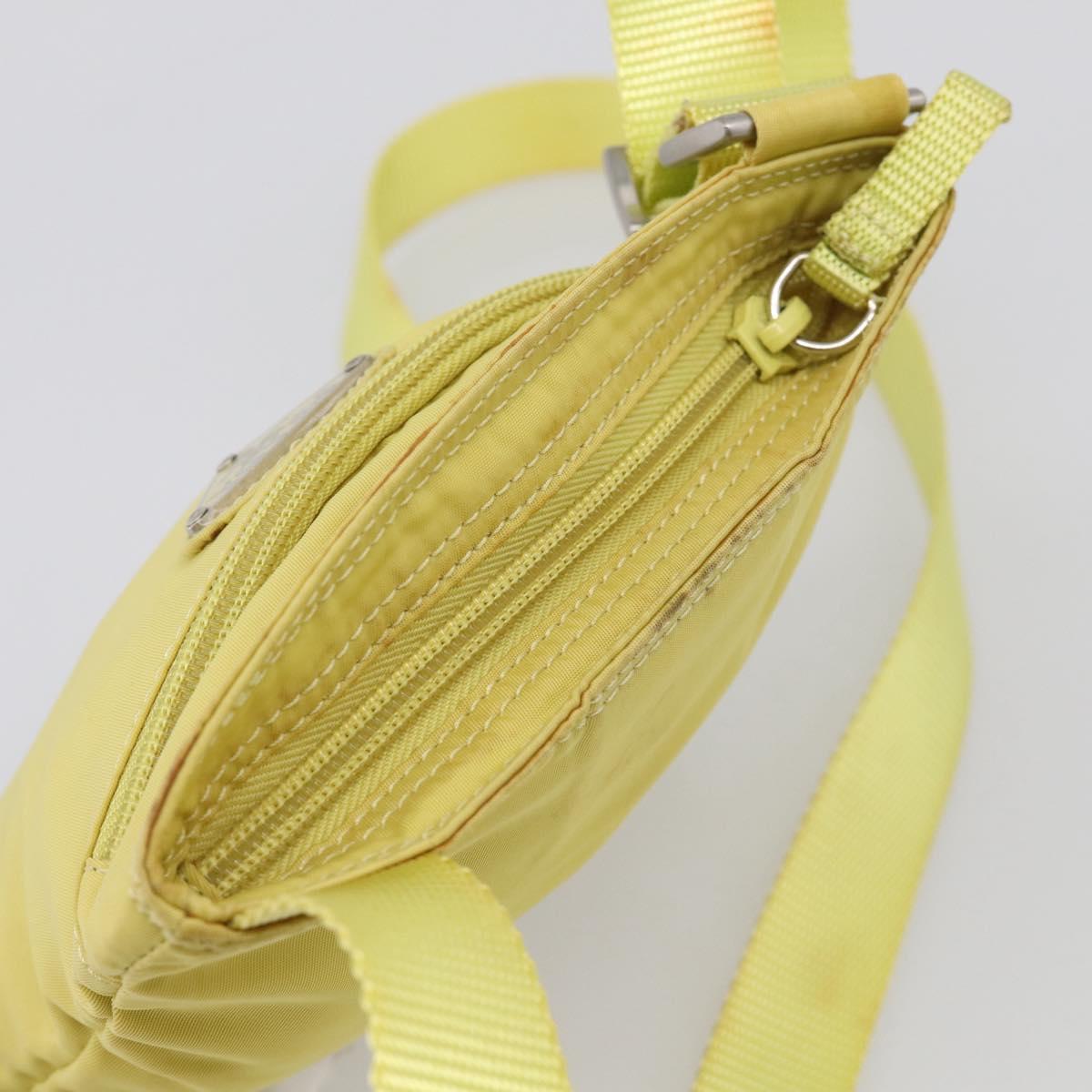 PRADA Shoulder Bag Nylon Yellow Silver Auth 212976
