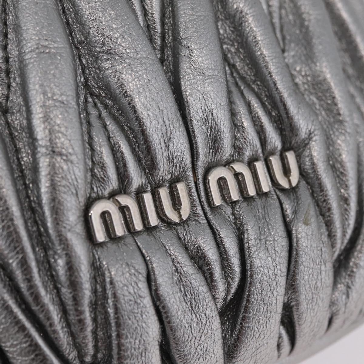 Miu Miu Matelasse Purse Shoulder Bag Leather Silver Auth 212978V