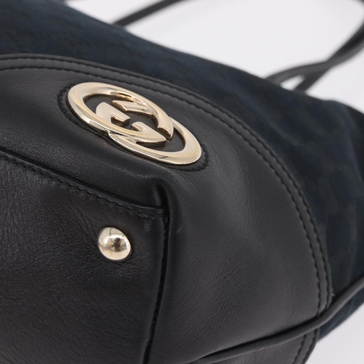 GUCCI GG Canvas Hand Bag Black Gold 169946 Auth 213000