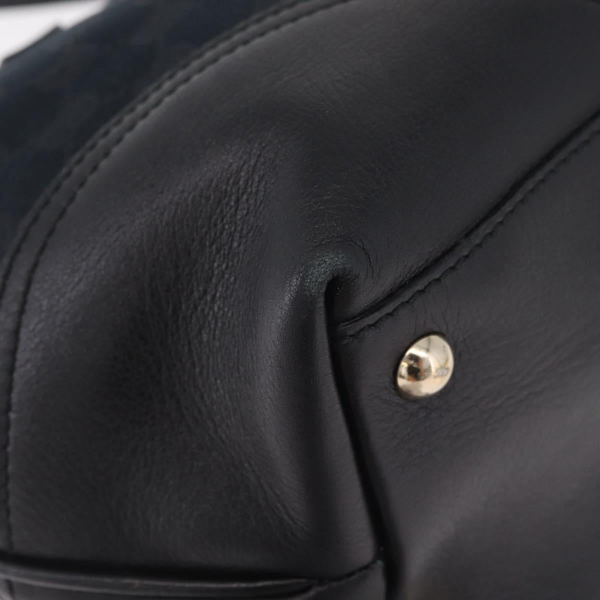 GUCCI GG Canvas Hand Bag Black Gold 169946 Auth 213000