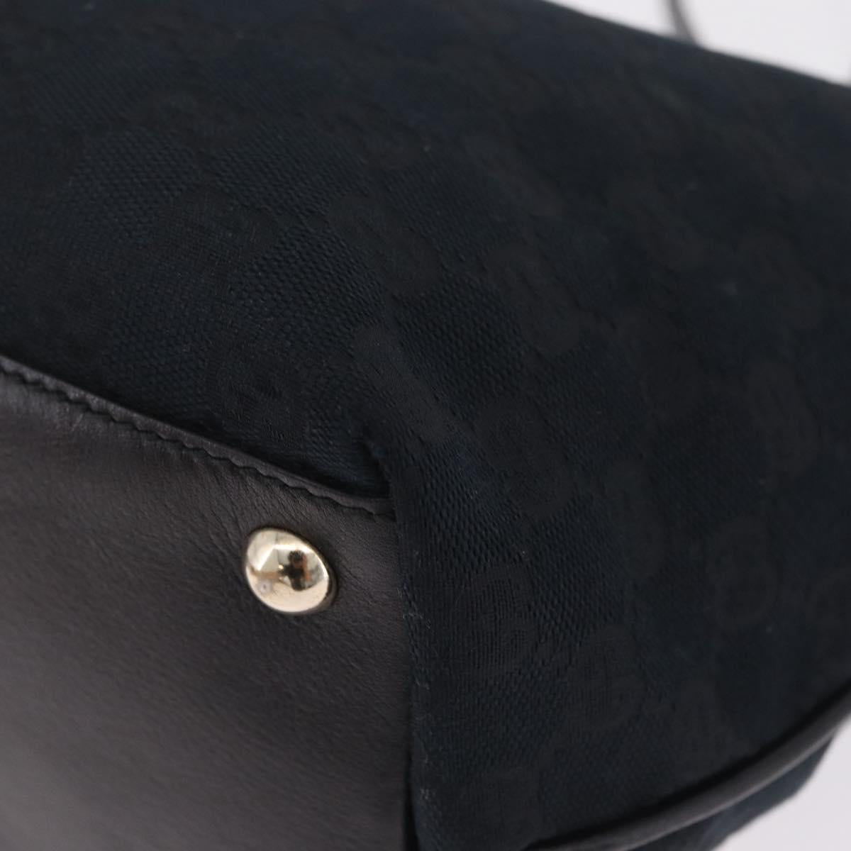 GUCCI GG Canvas Hand Bag Black Gold 169946 Auth 213000
