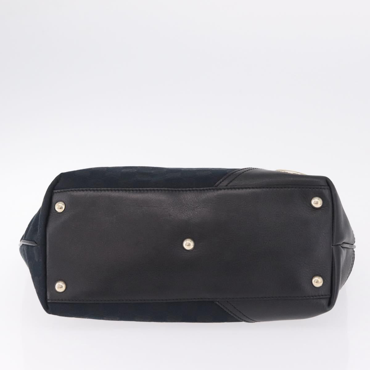 GUCCI GG Canvas Hand Bag Black Gold 169946 Auth 213000