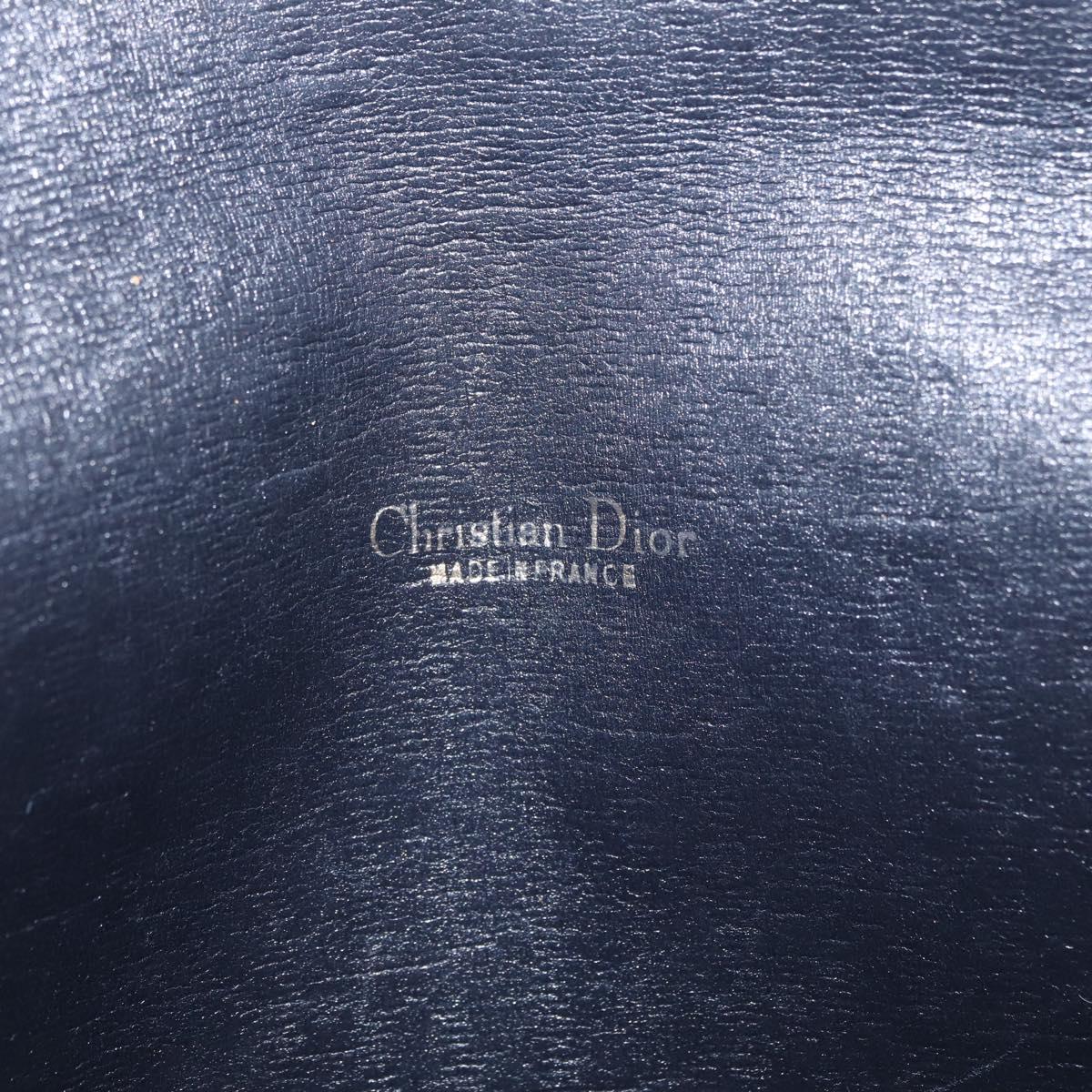 Christian Dior Trotter Canvas Clutch Bag Navy Gold Auth 213001