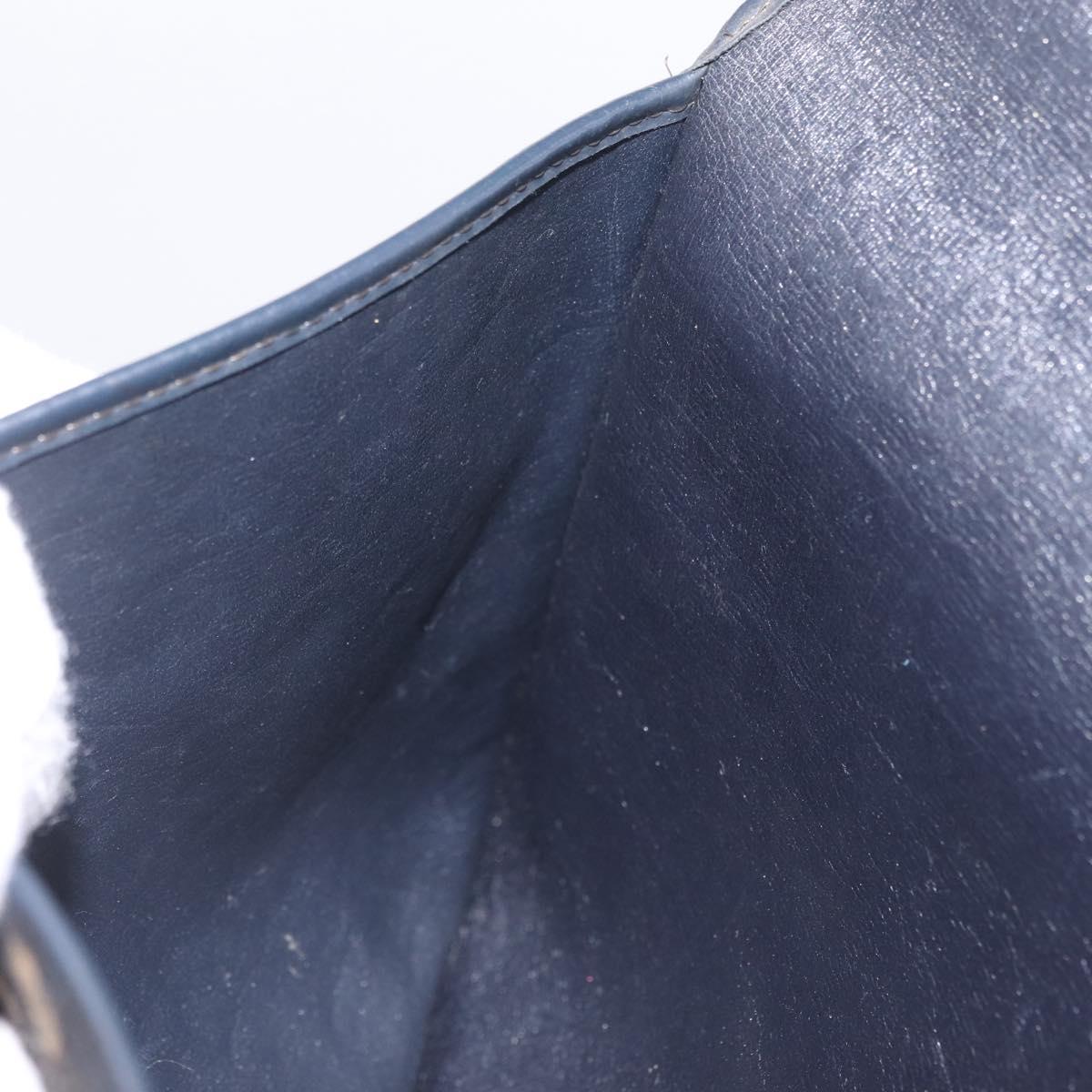 Christian Dior Trotter Canvas Clutch Bag Navy Gold Auth 213001