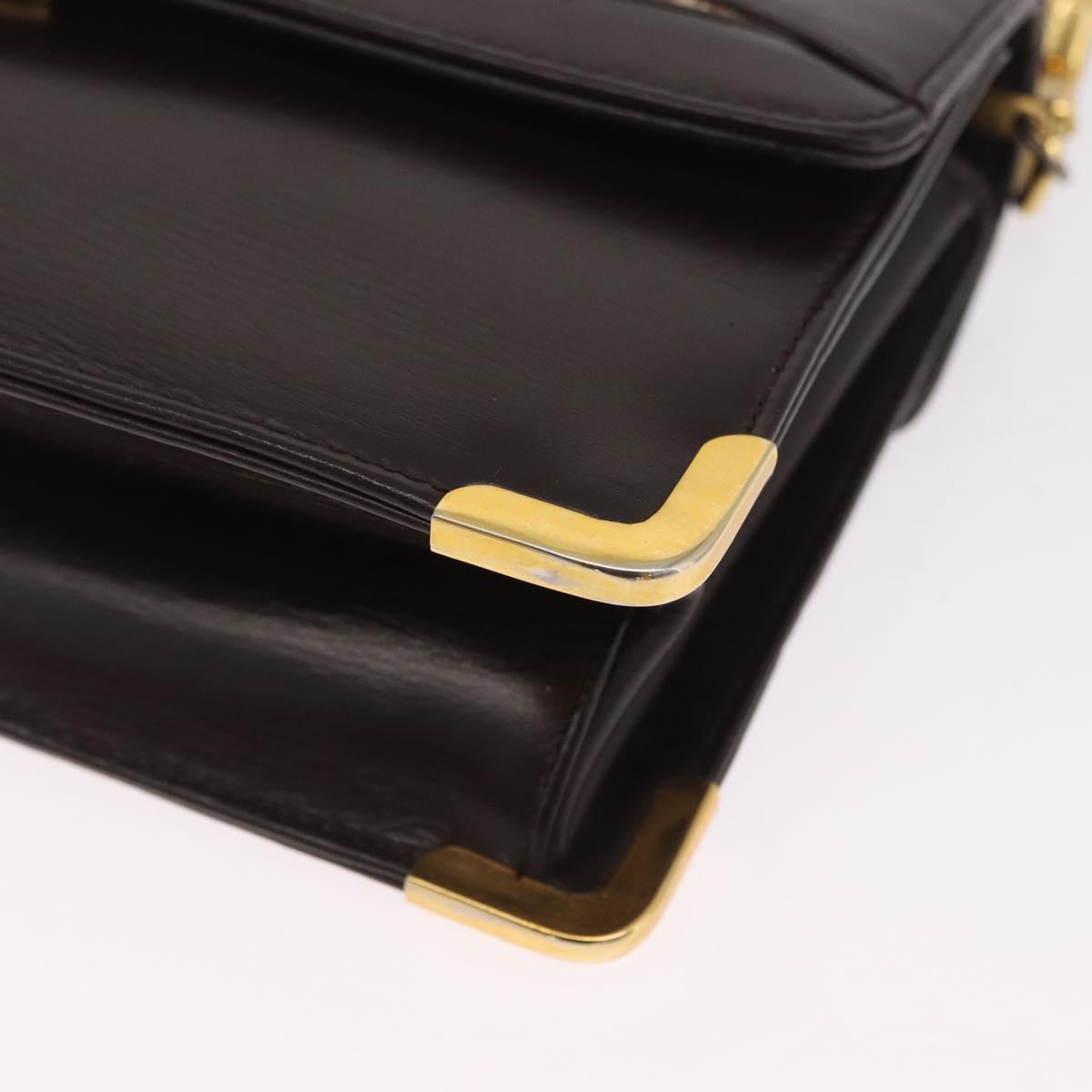 Christian Dior Shoulder Bag Leather Brown Gold Auth 213003